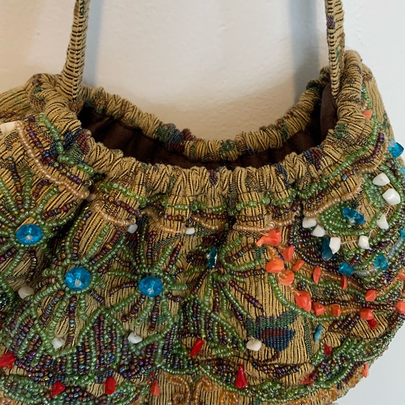 Beaded Tapestry Boho Hobo Shoulder Bag - Picture 7 of 13